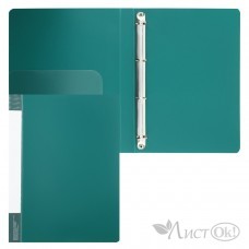 Папка на 4-х кольцах А4 30мм d-25мм 700 мкм, внутренний карман, сменная этикетка, зеленый, 200259 KLERK 