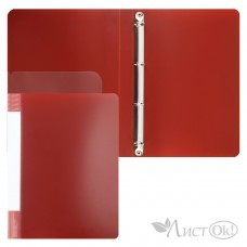 Папка на 4-х кольцах А4 30мм d-25мм 700 мкм, внутренний карман, сменная этикетка, красный, 200260 KLERK 