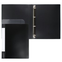 Папка на 4-х кольцах А4 30мм d-25мм 700 мкм, внутренний карман, сменная этикетка, черный, 200262 KLERK 
