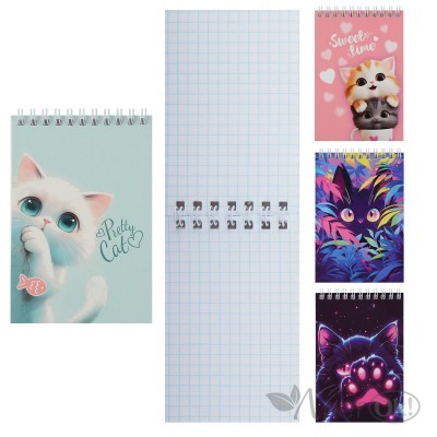 Блокнот А6 (97*141) 40л клетка дв. спираль, обл мягк карт 