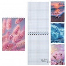 Блокнот А6 (97*141) 40л клетка дв. спираль, обл мягк карт 