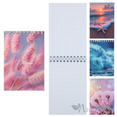 Блокнот А6 (97*141) 40л клетка дв. спираль, обл мягк карт 