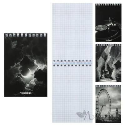 Блокнот А6 (97*141) 40л клетка дв. спираль, обл мягк карт 