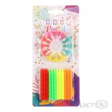 Набор свечей для торта 24шт 12 подставок 6см 