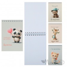 Блокнот А6 (97*141) 40л клетка дв. спираль, обл мягк карт 