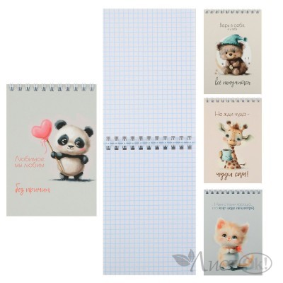 Блокнот А6 (97*141) 40л клетка дв. спираль, обл мягк карт 