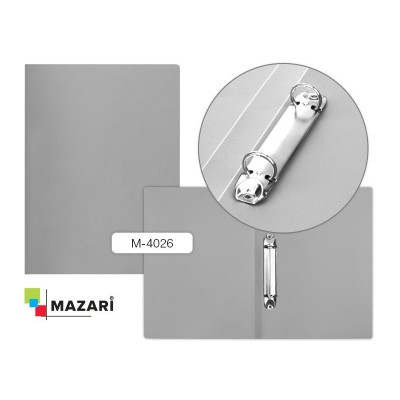 Папка на 2-х кольцах А4 А4, корешок 21 мм, 500 мкм серая M-4026 Mazari 