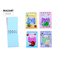 Блокнот А7 60л на евроспирали 4 дизайна, ОПП-упаковка, тонированный внутренний блок M-9153 Mazari 