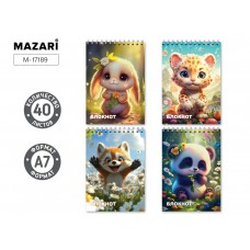 Блокнот А7 40л клетка на спирали, ...