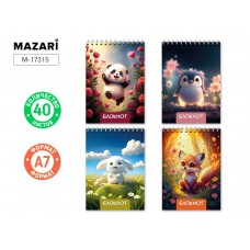 Блокнот А7 40л клетка на спирали, ...