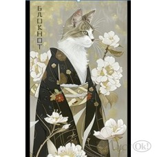 Блокнот А6 60л клетка на скрепке ЯПОНСКИЙ КОТ, выбор.ТВИН-лак 410082/12 Alpha-Trend 