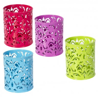 Подставка для канцтоваров, металлическая, круглая, узор 