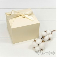 Коробка подарочная складная 14*14*10см с атласной лентой Бежевый 1/20 1/500 000920-7/5 