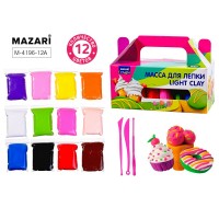 Масса д/лепки 12 цветов по 10 гр, пластиковые стеки 3 шт в комплекте, картонная коробка / ОПП-уп. M-4196-12A MAZARI 