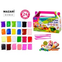 Масса д/лепки 24 цвета по 10 гр, пластиковые стеки 3 шт в комплекте, картонная коробка / ОПП-уп. M-4196-24 MAZARI 