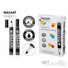 Маркер перманентный ЧЁРНЫЙ, SOMBER, пулевидный наконечник, ширина линии письма 2-3 мм, карт. уп. M-15219-71 MAZARI 