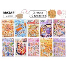 Наклейки РУМБОКС МИКС, 12.5*19 см, 1 локация, 2 листа с наклейками, 10 дизайнов в ассортименте, ОПП-уп. M-20508 MAZARI 