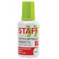 Корректор 20мл, на спиртовой основе с кисточкой EVERYDAY быстросохнущая, 228625 STAFF 