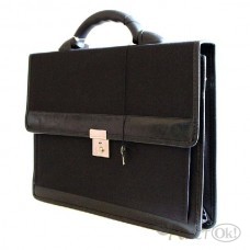Портфель ткань Мга, черный с карманом и ремнем 1С24 Канцбург 