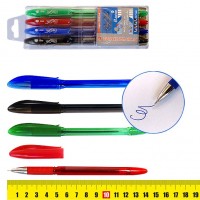 Ручки масляные EasyOffice , цветные 4цв, 0,7мм, рез.грип 5022-4 J.Otten 