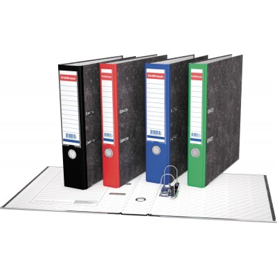 Папка-рег. 50 мм.  мраморный, с карманом красный, сборный 33007 ERICH KRAUSE 