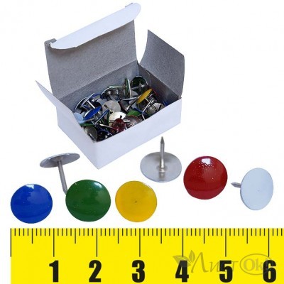 Кнопки канцелярские 50шт. цветные, металл, белая картонная коробка ТР203-ЭКО 